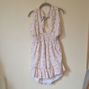 AERIE Floral Halter Dress with Ruffle Hem